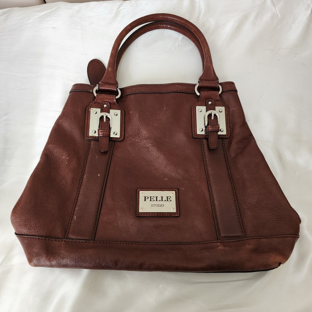 Pelle Studio Wilsons Leather Brown Tote Bag Silver Buckle Shoulder Bag